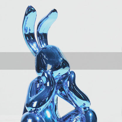 Electroplating Silver Blue Rabbit Figurine