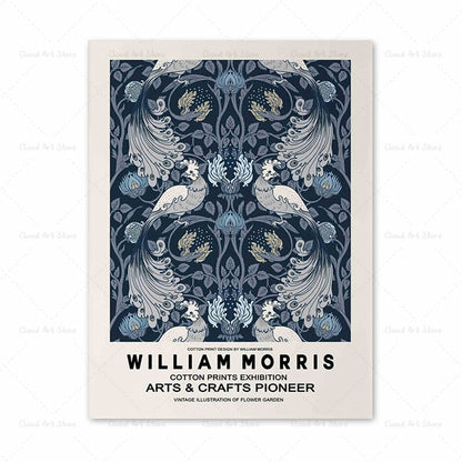 William Morris Exhibition Blue Flower Canvas Art