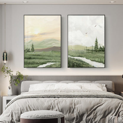 Grass Mountain Landscape Canvas Art