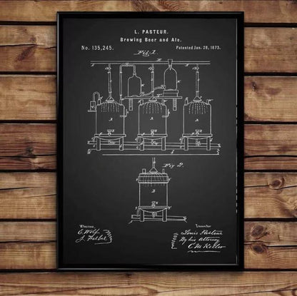 Bar Machine Retro Blueprint Canvas Art