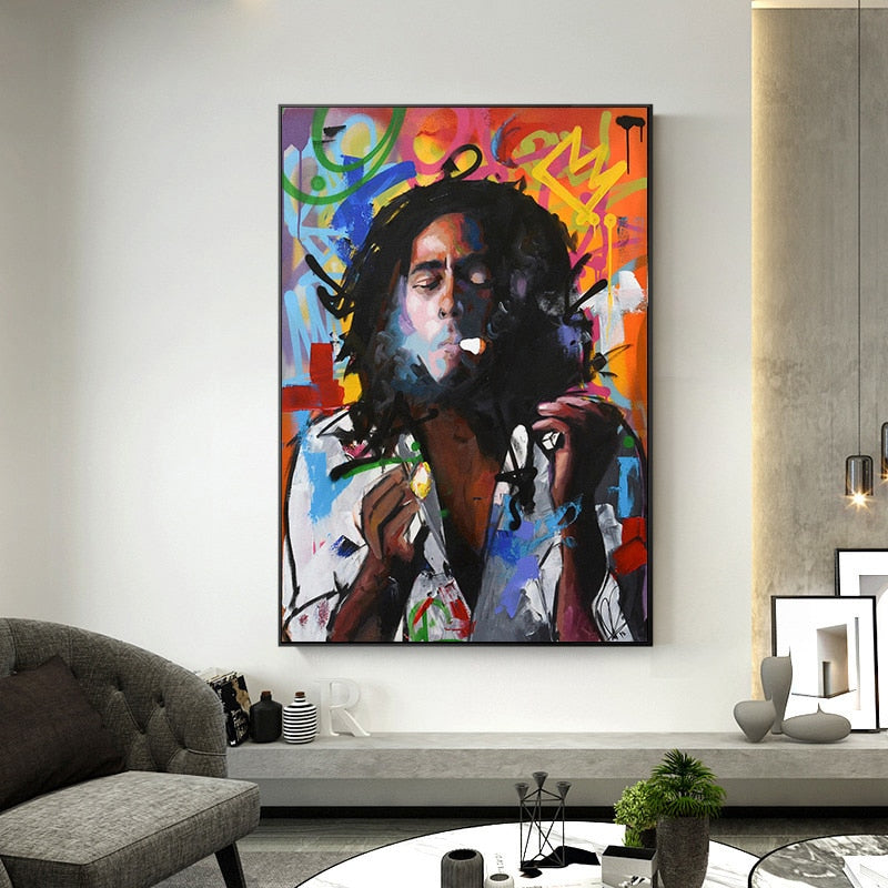 Bob Marley Graffiti Canvas Art