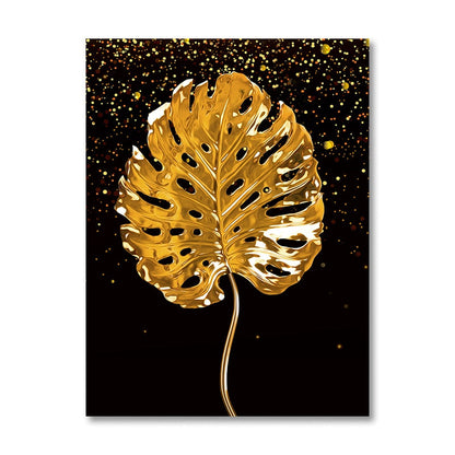 Black Gold Ginkgo Leaf Canvas Art