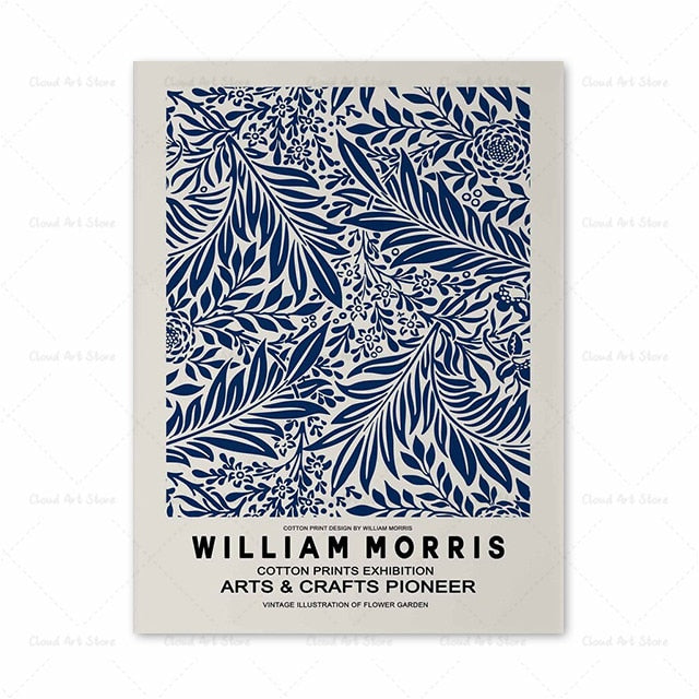 William Morris Exhibition Blue Flower Canvas Art