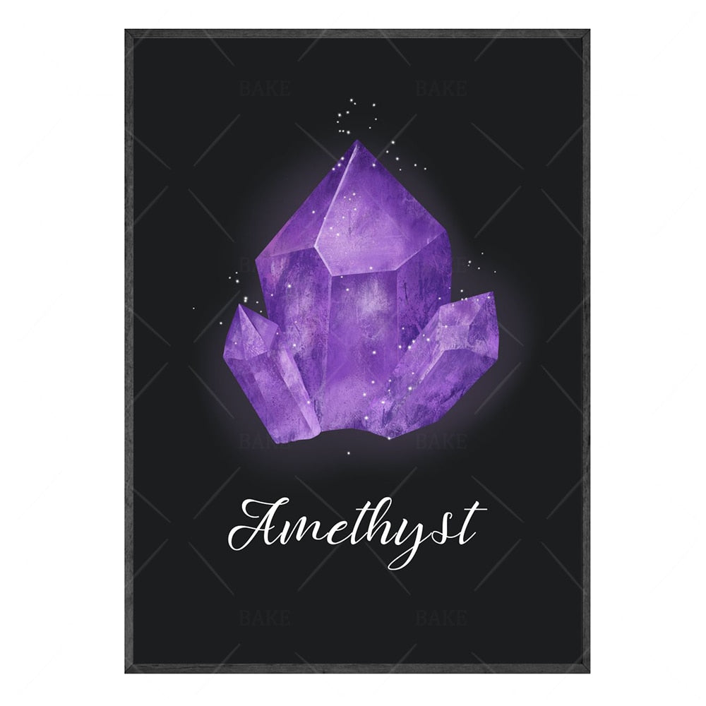 Crystal Gemstone Watercolor Canvas Art