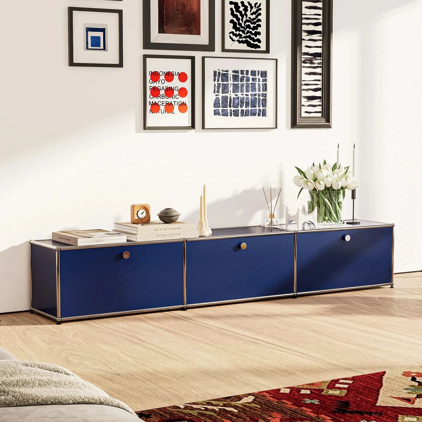 USM Haller Blue Modular Storage Cabinet Replica