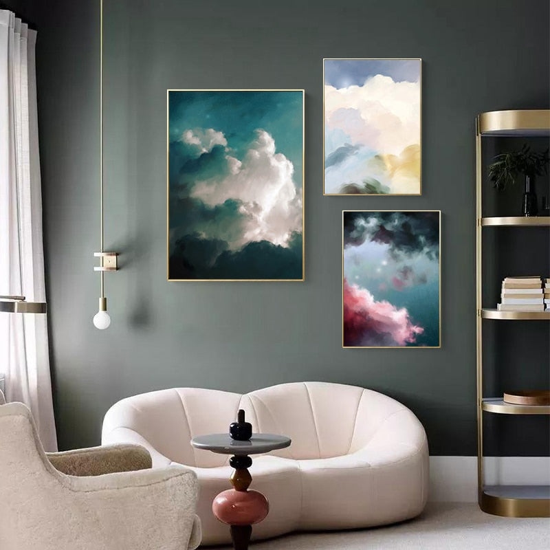 Pink White Clouds Canvas Art