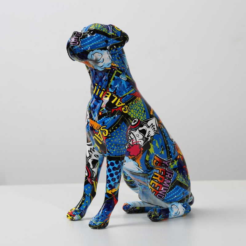 Graffiti Boxer Dog Resin Statue