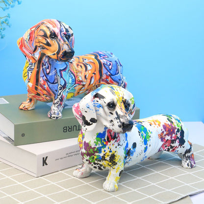 Graffiti Dachshund Resin Statue