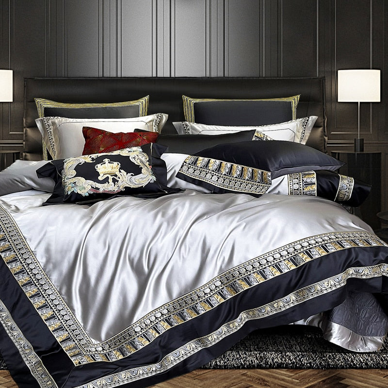 Charles Luxurious Silk Jacquard Duvet Cover Bedding Set