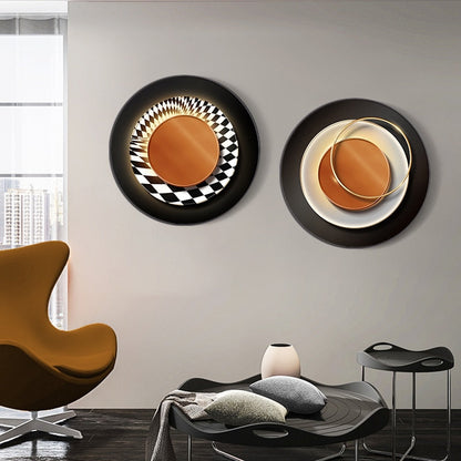 Modern Luxury Geometric Round Canvas Art