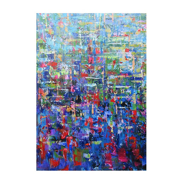 Blue Colorful Abstract Painting Canvas Art