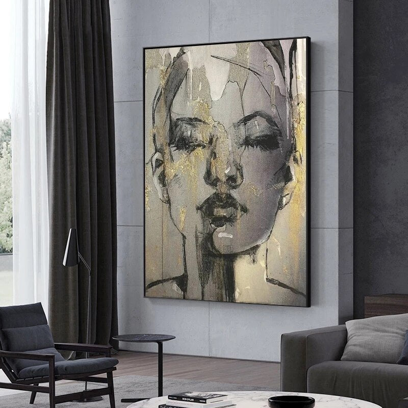 Abstract Women Gold Foil Canvas Art