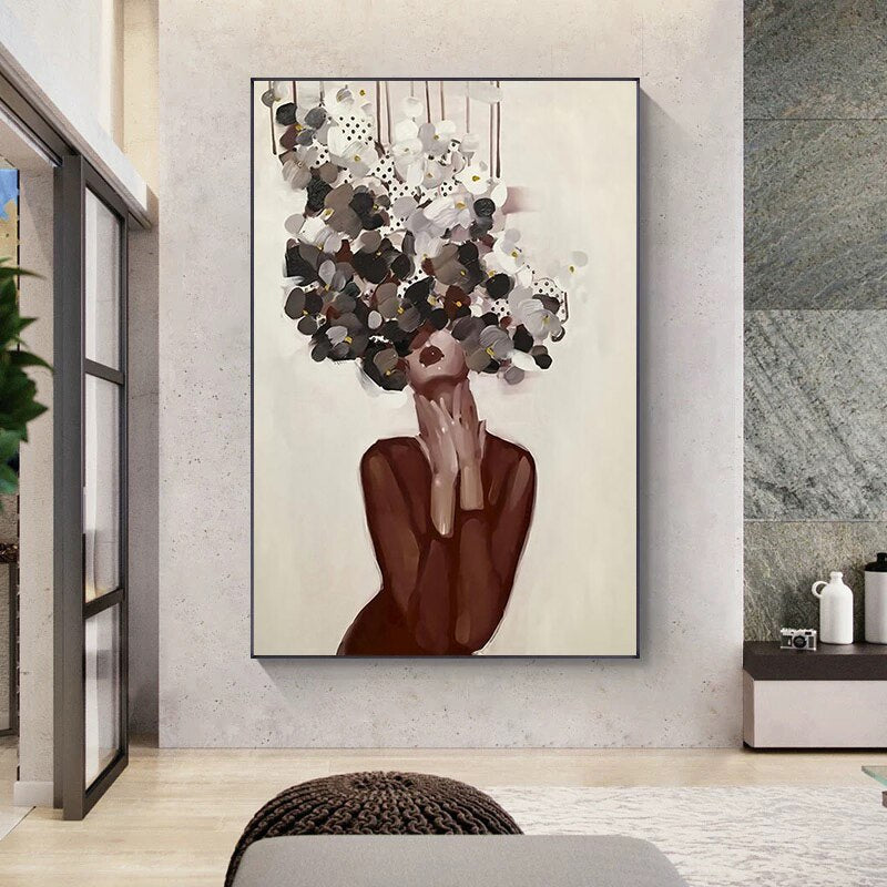 Abstract Flower Woman Oil Painting Canvas Art