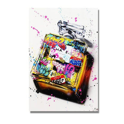 Perfume Bottle Graffiti Canvas Art