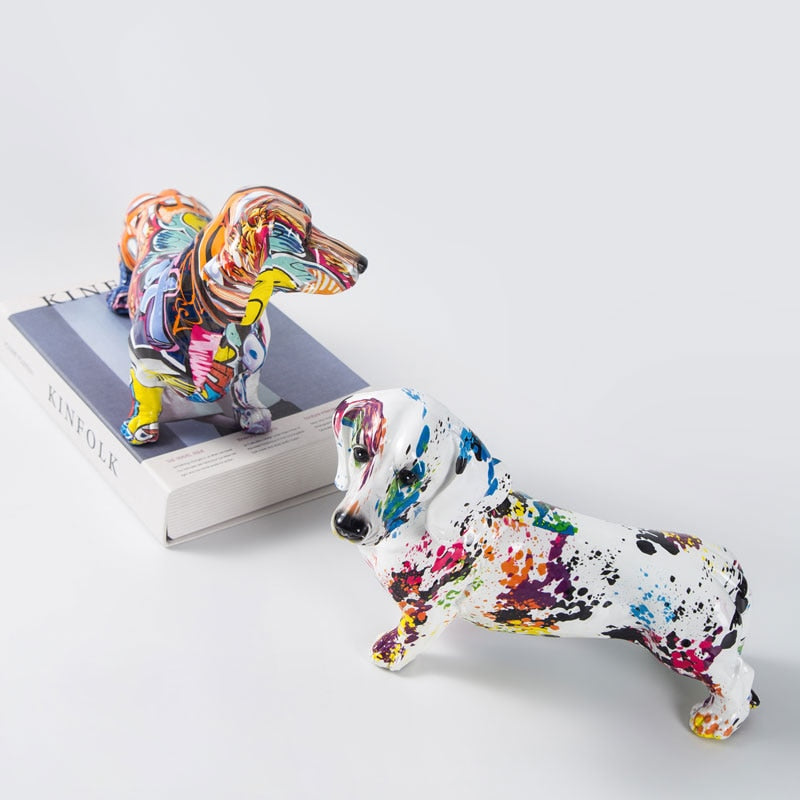 Graffiti Dachshund Resin Statue