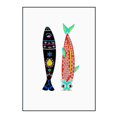 Abstract Watercolor Colorful Fish Canvas Art