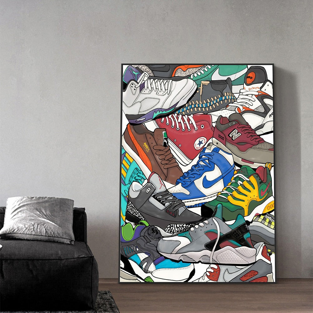 Basketball Shoes Sneakers Wall Art Canvas