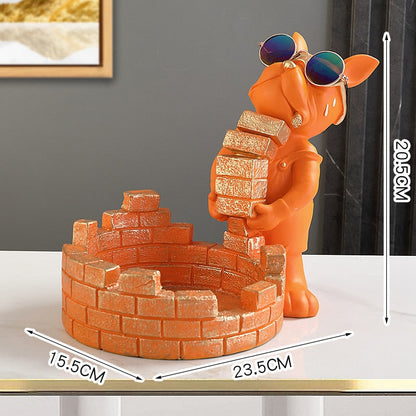 Builder French Bulldog Storage Statue