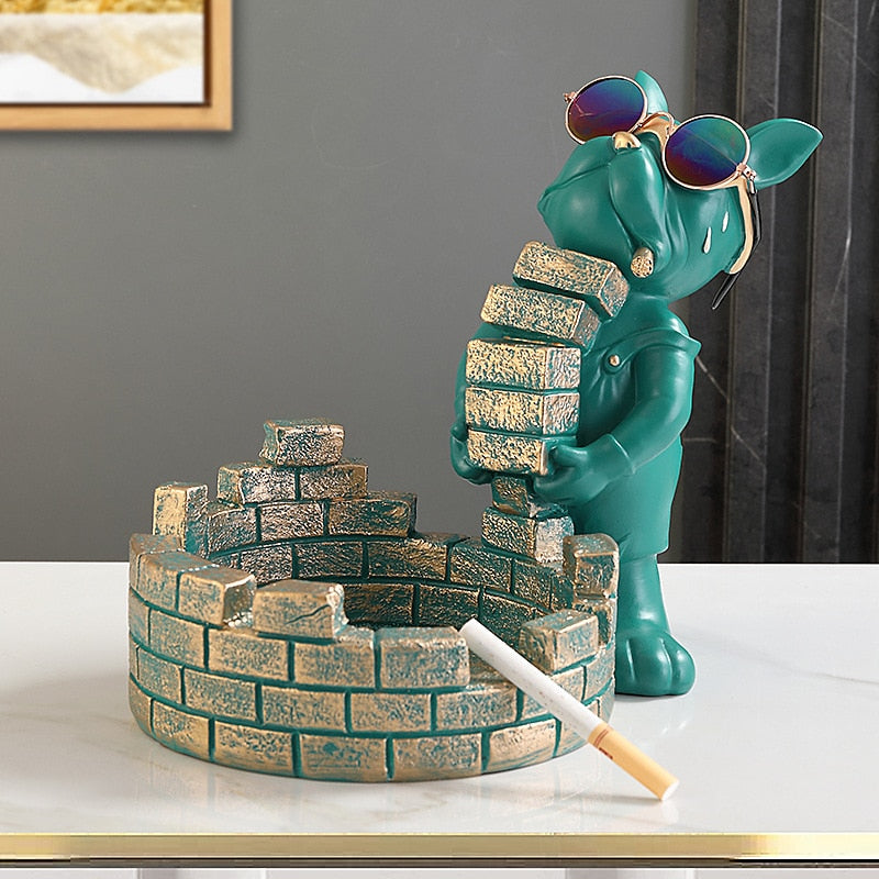 Builder French Bulldog Storage Statue