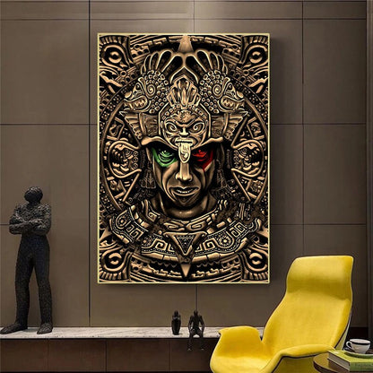 Bronze Aztec Canvas Art