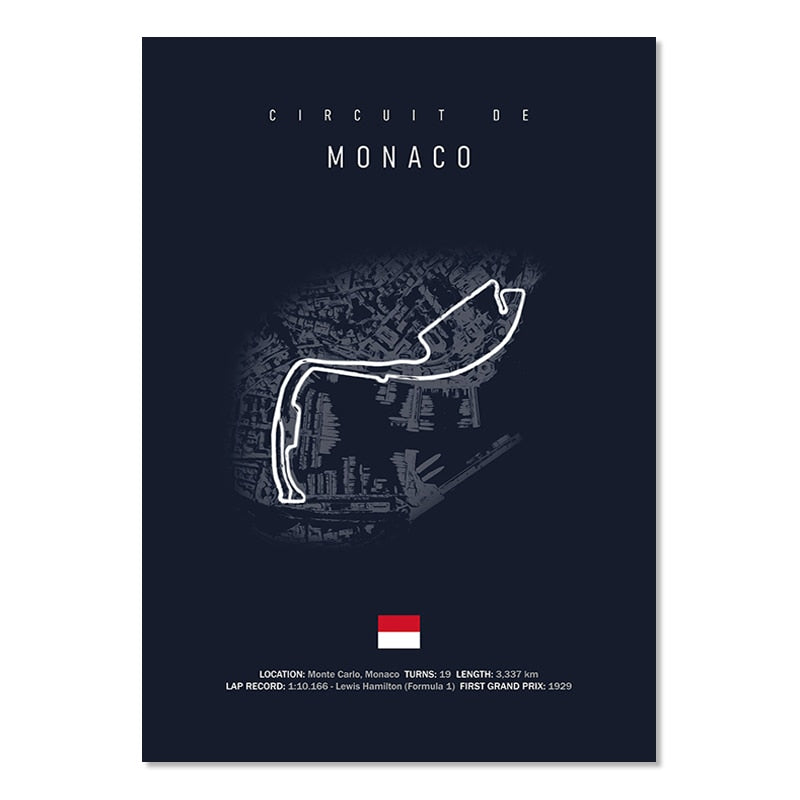 Formula 1 Imola Monaco Track Circuit Canvas Art