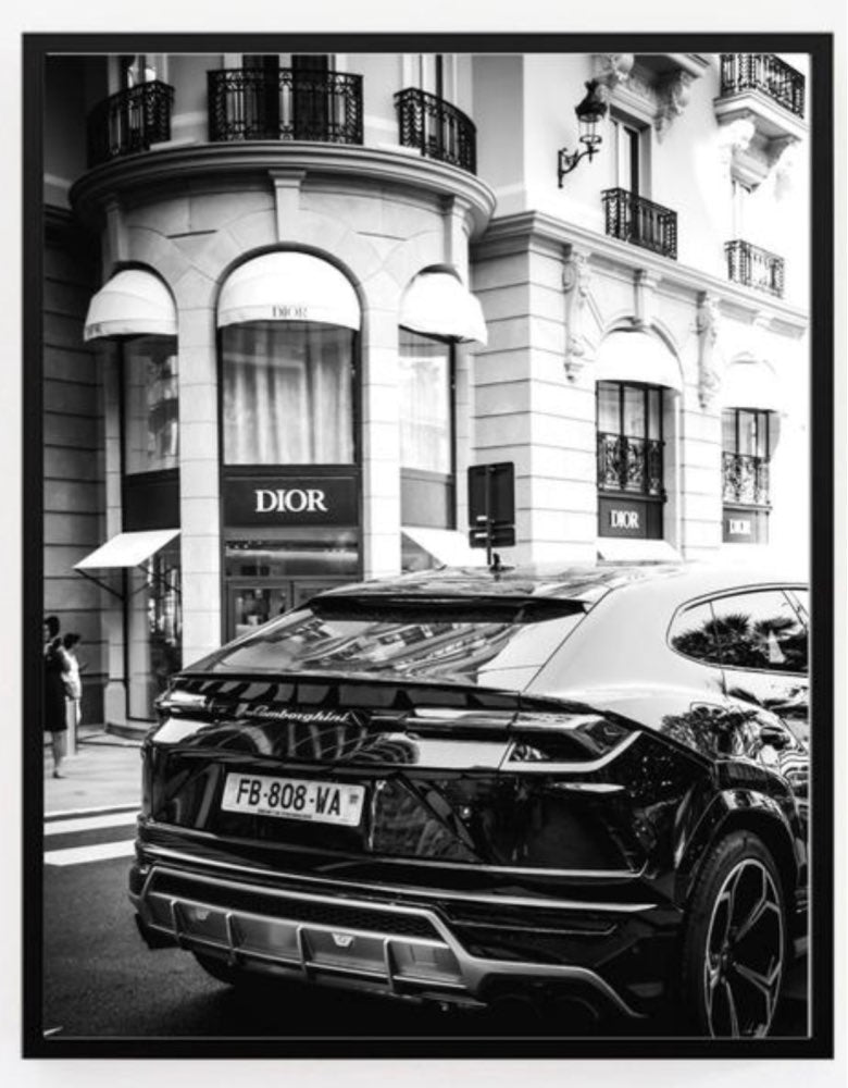 Black and White Luxury Fashion Super Car Canvas Art