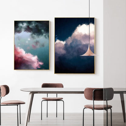 Pink White Clouds Canvas Art