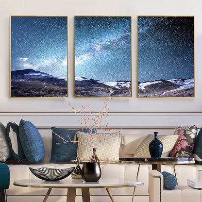 Starry Night Sky Landscape Canvas Art