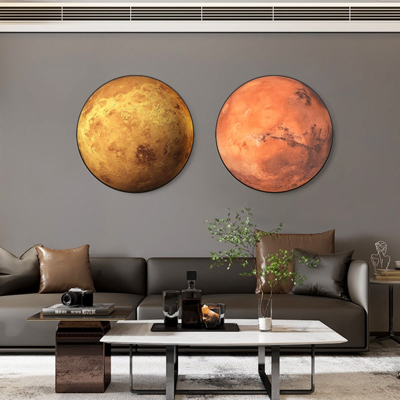 Planet Round Canvas Art