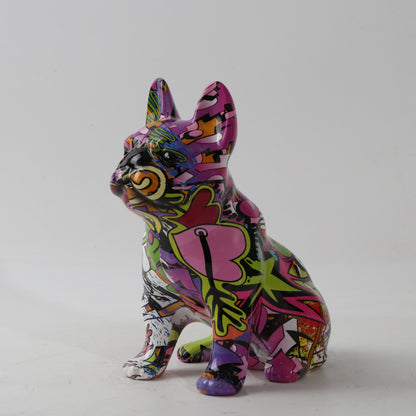 Graffiti Bulldog Dog Resin Statue