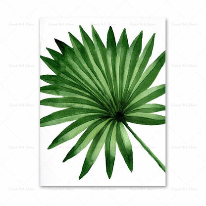 Tropical Green Monstera Leaf Canvas Art