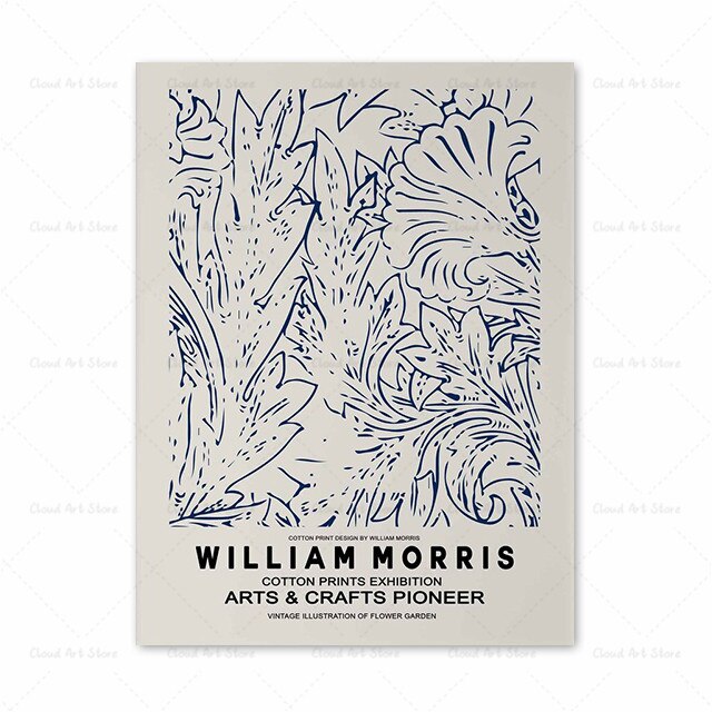 William Morris Exhibition Blue Flower Canvas Art