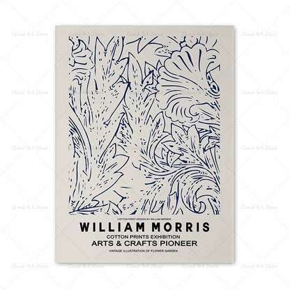 William Morris Exhibition Blue Flower Canvas Art