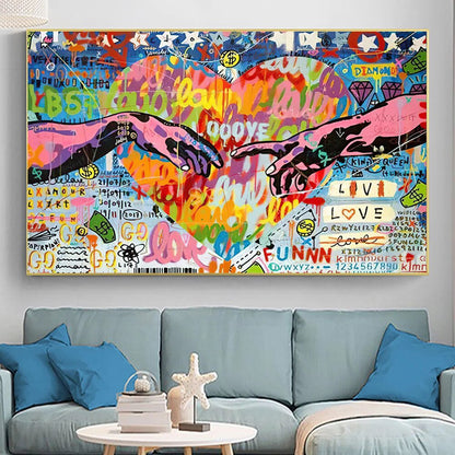 Graffiti The Creation Of Adam Cola Canvas Art