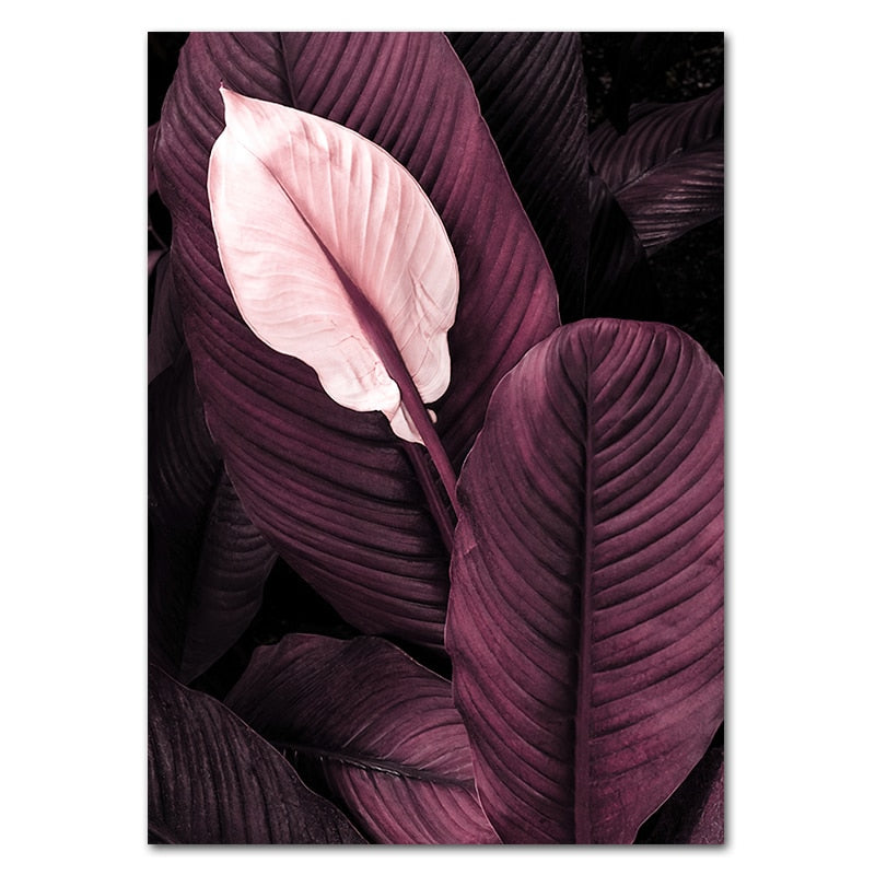 Purple Leaves Flower Canvas Art