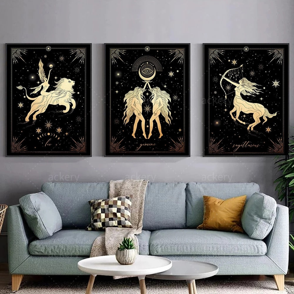 Twelve Constellation Astrology Canvas Art