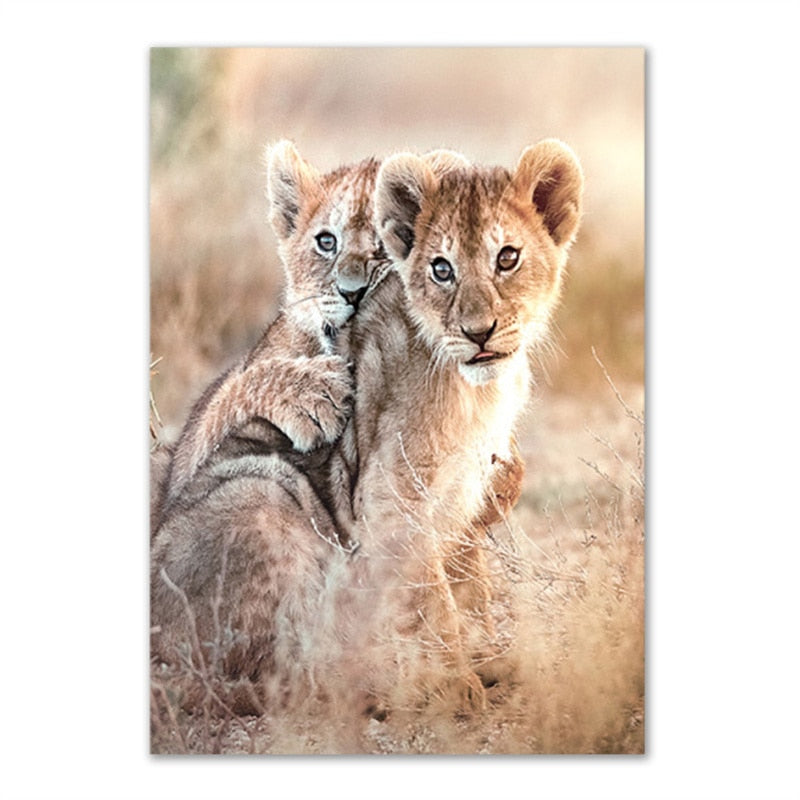 Animals in African Grassland Canvas Art