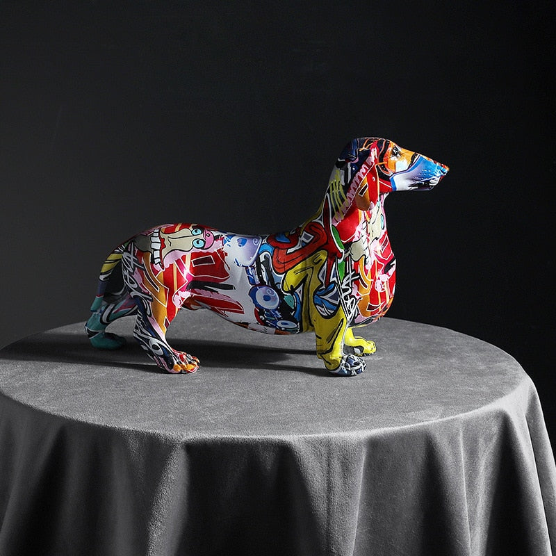 Graffiti Dachshund Resin Statue