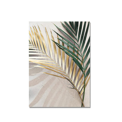 Golden Palm Leaf Canvas Art