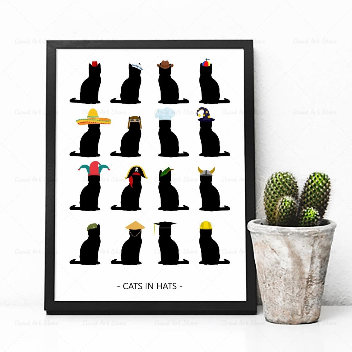 Funny Cat Gallery Wall Art Canvas