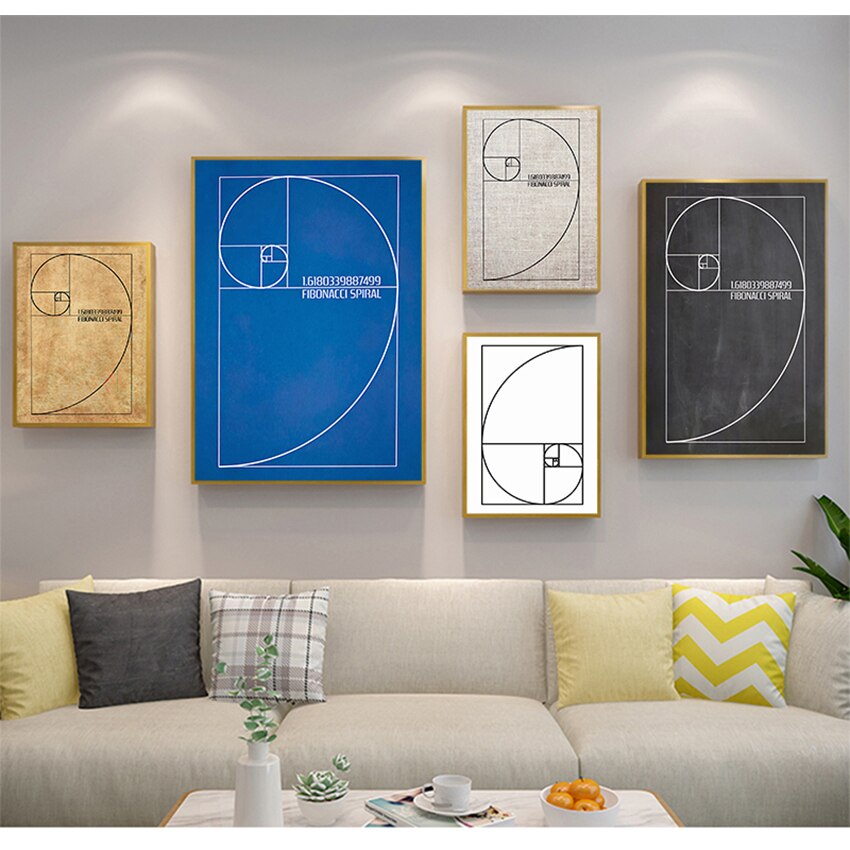 Fibonacci Spiral Blueprint Canvas Art