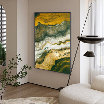 Abstract Marble Yellow Gray Canvas Art