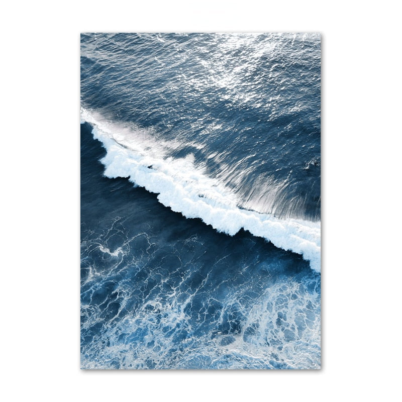 Blue Sea Wave Canvas Art