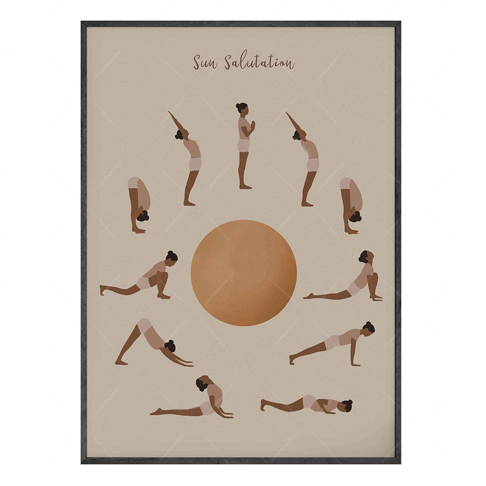 Yoga Sun and Moon Salutation Canvas Art