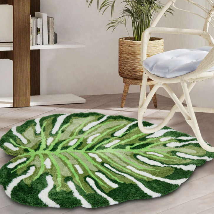 Tropical Monstera Leaf Rug