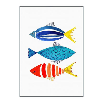 Abstract Watercolor Colorful Fish Canvas Art