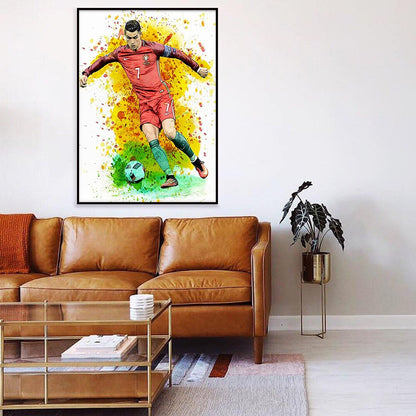 Watercolor Soccer Star Football Wall Art Canvas