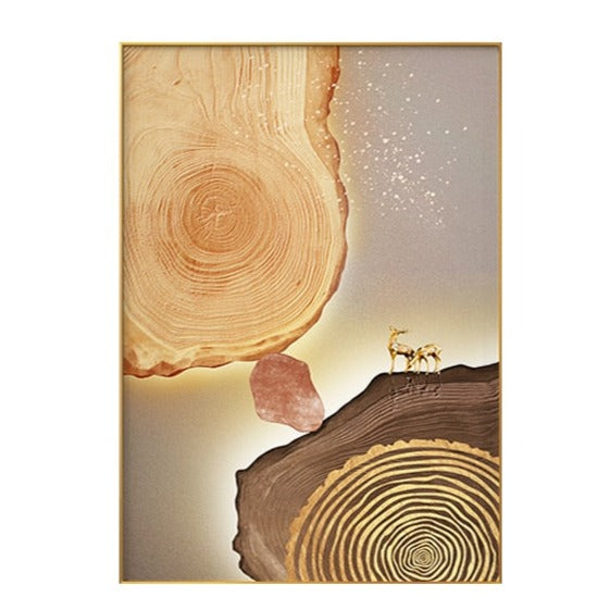 Abstract Gold Foil Annual Ring Canvas Art