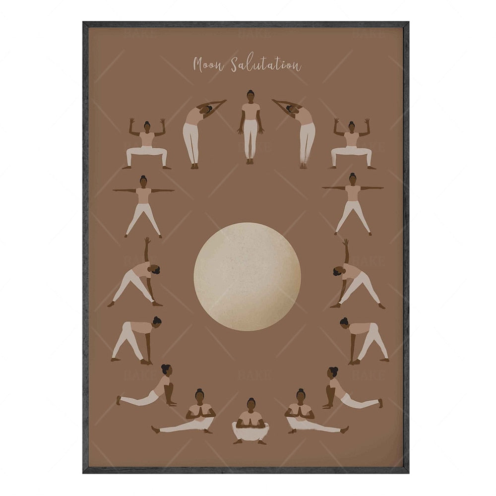 Yoga Sun and Moon Salutation Canvas Art