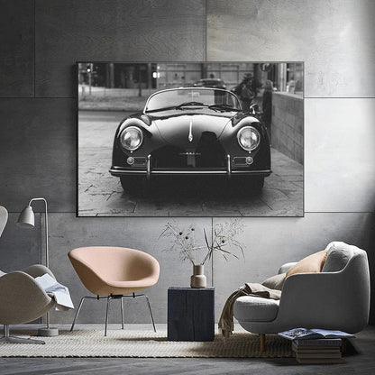 Black and White Porsche 356 Classic Car Canvas Art